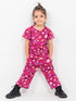 Frill Sleeves Spring Fizz Cotton Trouser Set (Rosy Magenta)